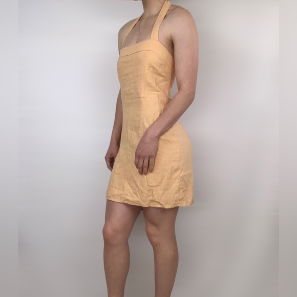 NEW Abercrombie and Fitch Halter Linen Smocked Mini Dress Orange Size M - Picture 4 of 11